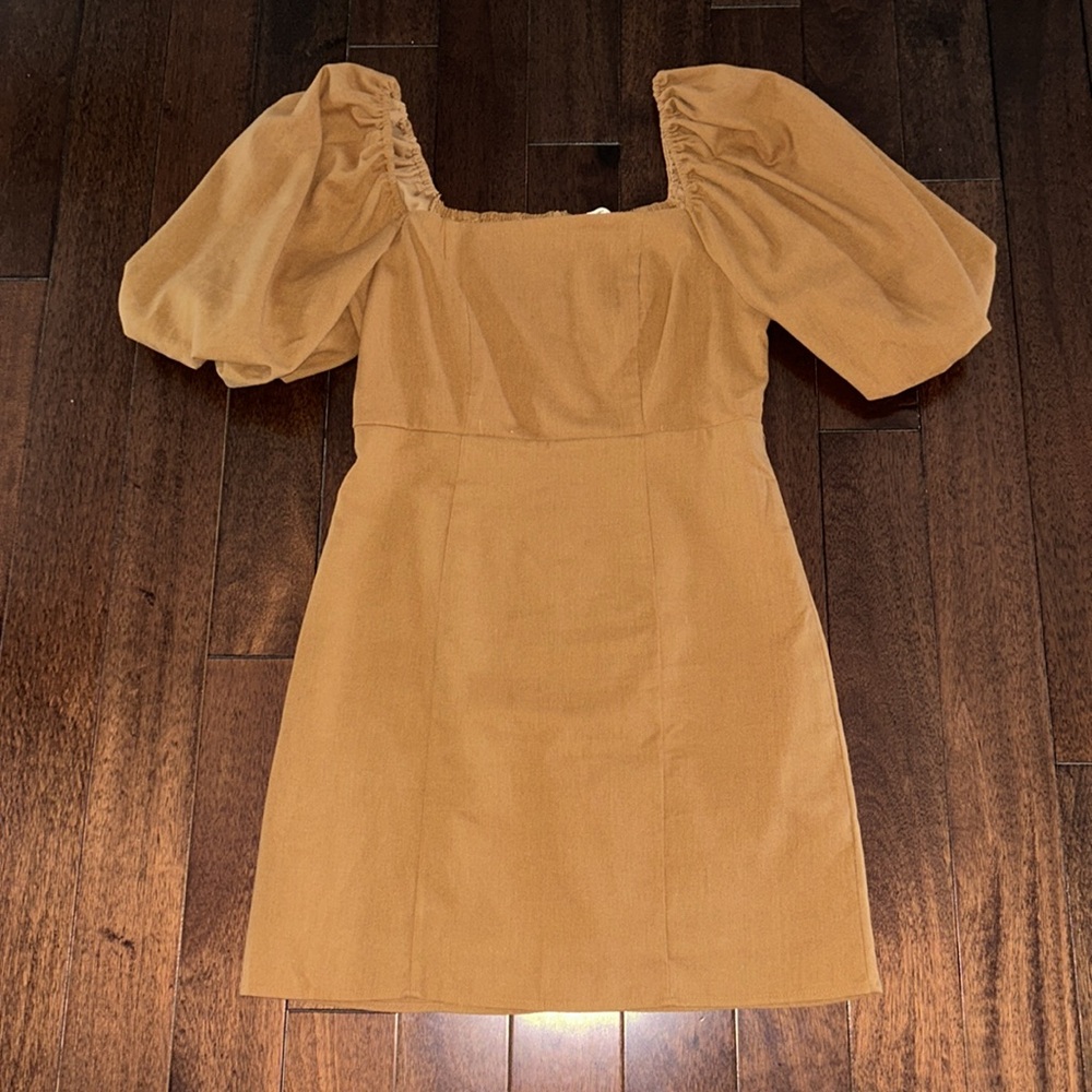 Rusty Orange Puff Sleeve Dress